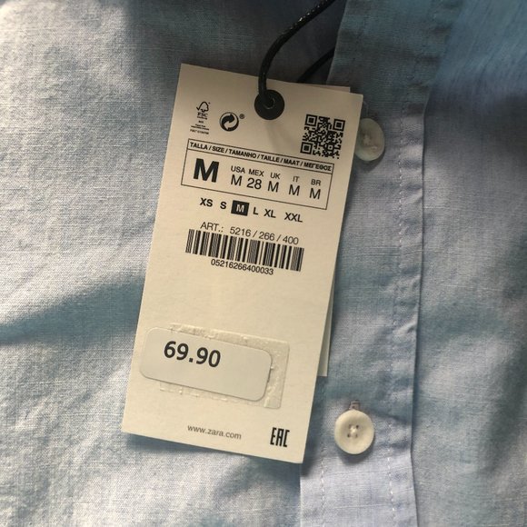 ZARA NEW WOMAN OVERSIZE DENIM SHIRT LIMITED EDITION LIGHT BLUE 5216/266 Size M - Picture 9 of 9